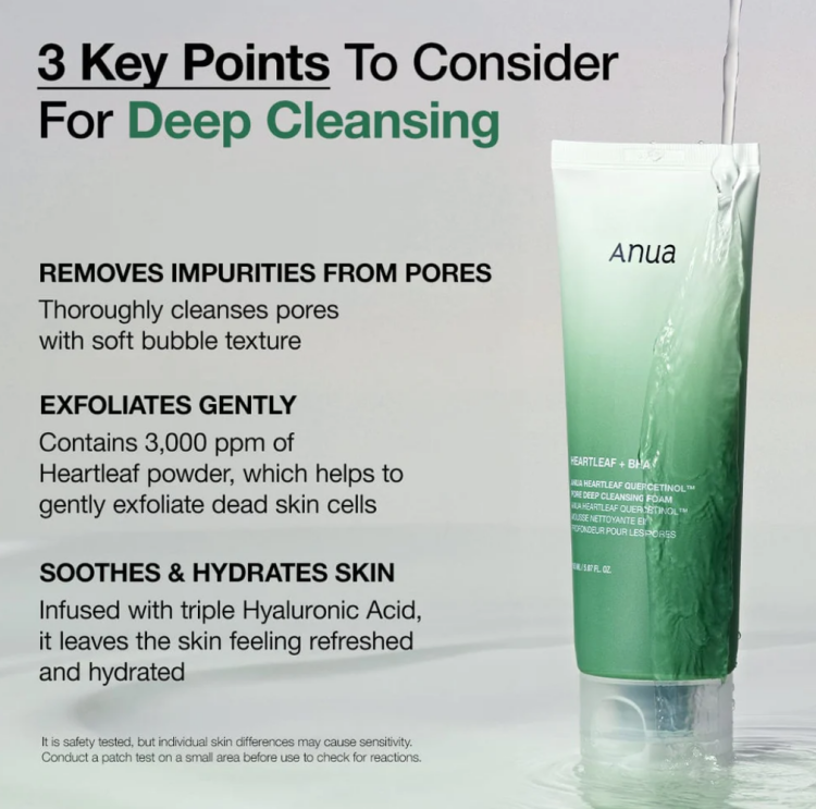 Anua, Heartleaf Quercetinol Pore Deep Cleansing Foam