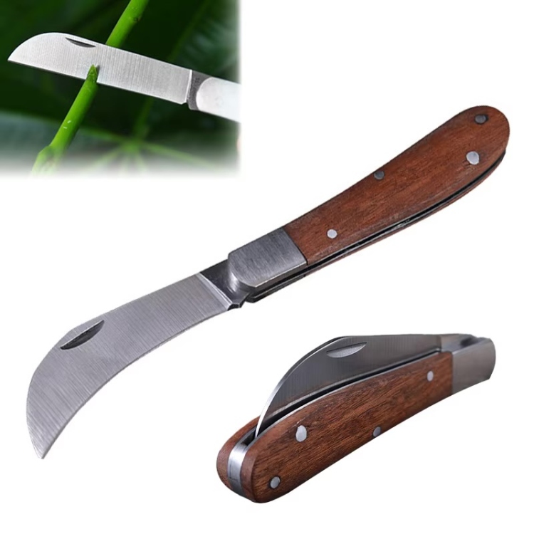 سكين تقليم وتطعيم زراعي يد خشب