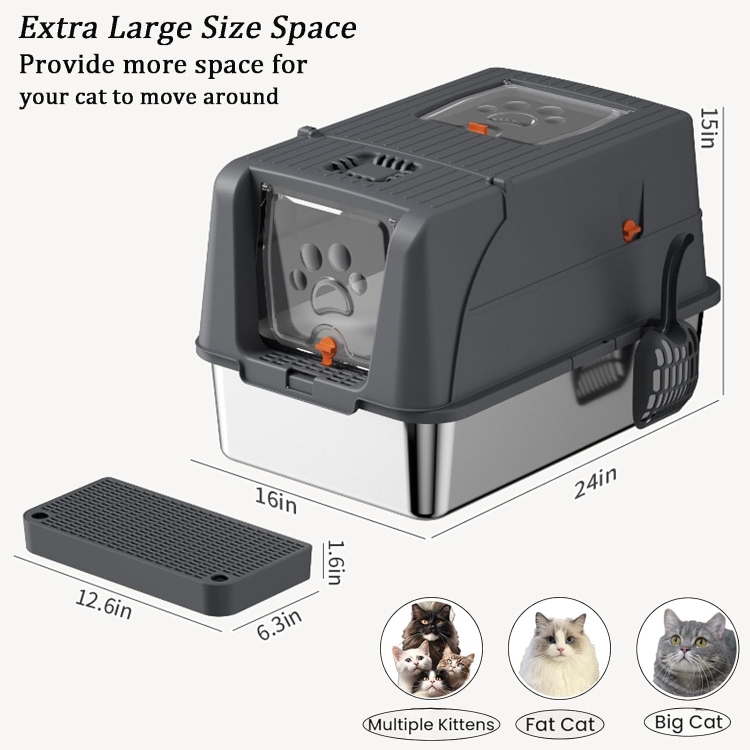 JPZ-1-7 حوض سفلي 13 سم صندوق فضلات مغلق بالكامل من الفولاذ المقاوم للصدأ