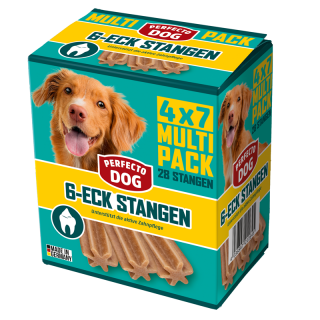 Perfecto Dog 6-corner (4x7) sticks multipack 720g