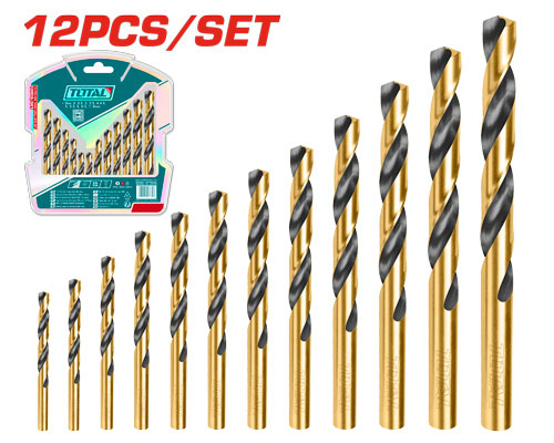 طقم ريش حديد TOTAL TACSD0125 12 PCS HSS Twist Drill Bits Set