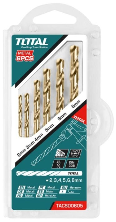 طقم ريش حديد TOTAL TACSD0605 6PCS HSS Twist Drill Bits Set
