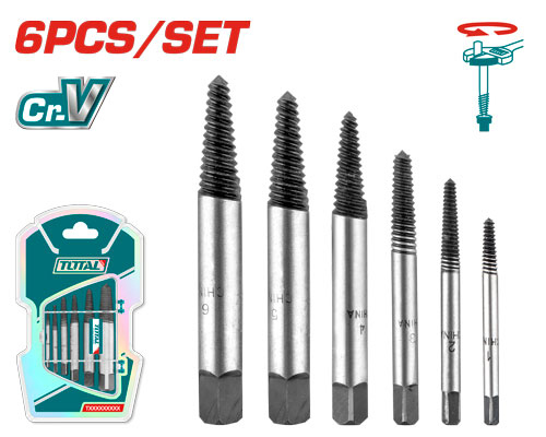 Total TACSE0061 طقم تسنين عكسي لفك البراغي 3-25 ملم 6 قطع