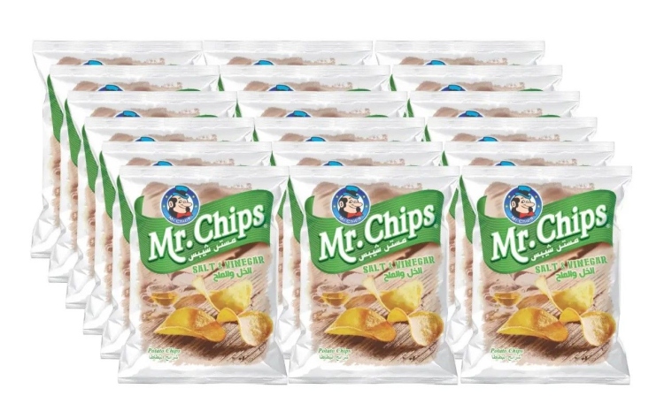 مستر شيبس بطاطا ملح و خل 14غ *18 حبة