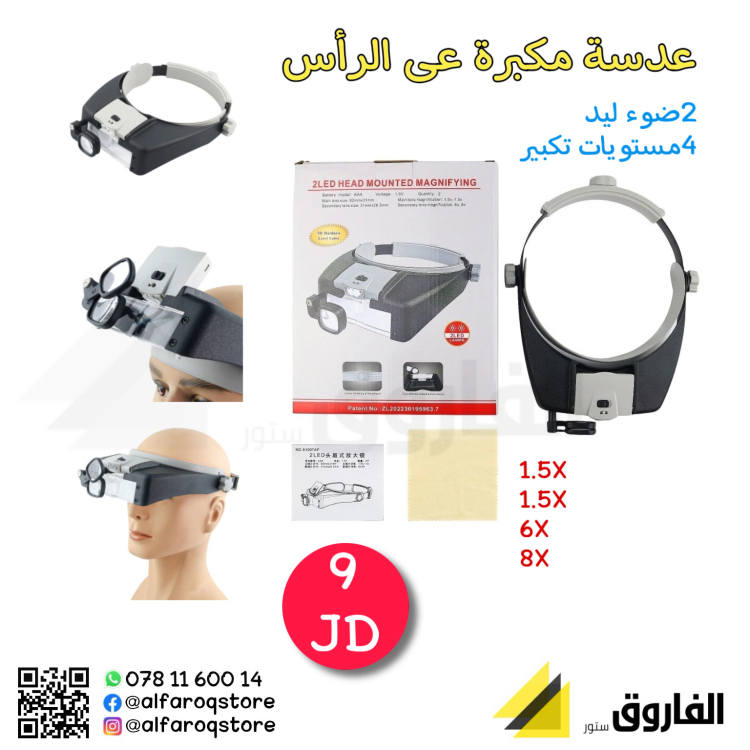 عدسة مكبرة على الرأس