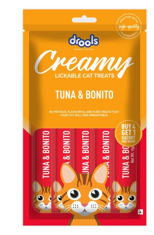 حلوى درولز الكريمية للقطط بنكهة التونة والبونيتو