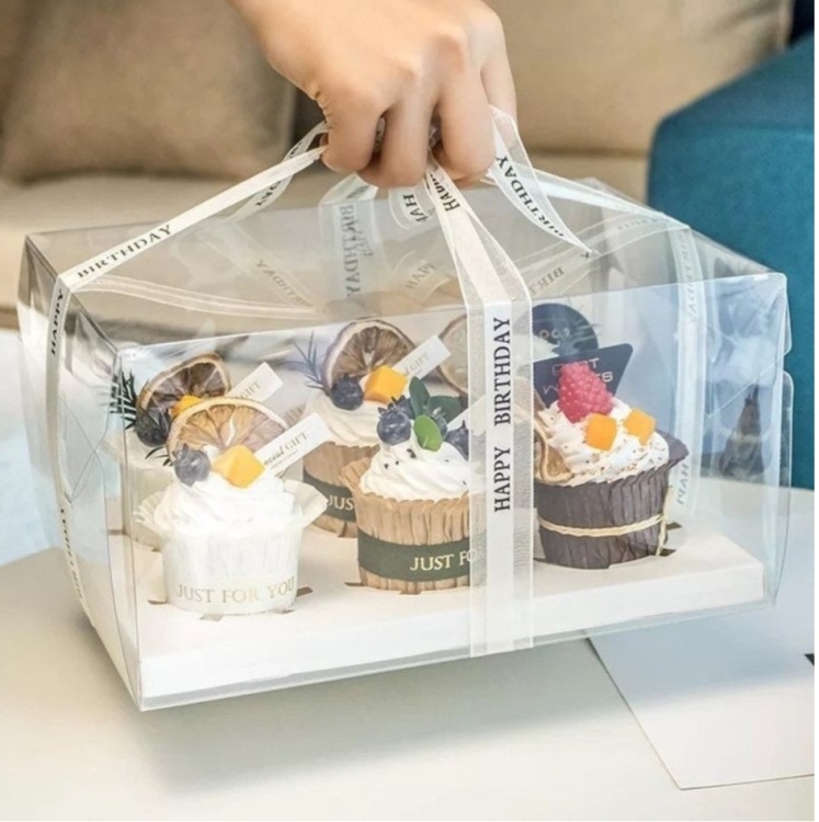 علب كب كيك شفاف سعه 6 قطع 