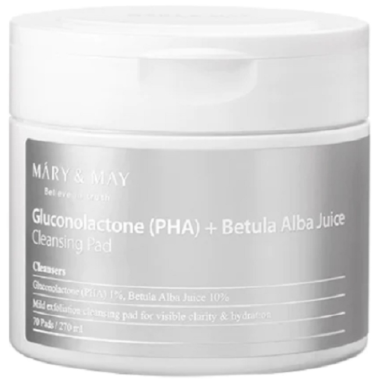 Mary&May, Gluconolactone (PHA) + Betula Alba Juice Cleansing Pad