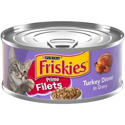 Friskies wet food in gravy with turkey dinner (filets)