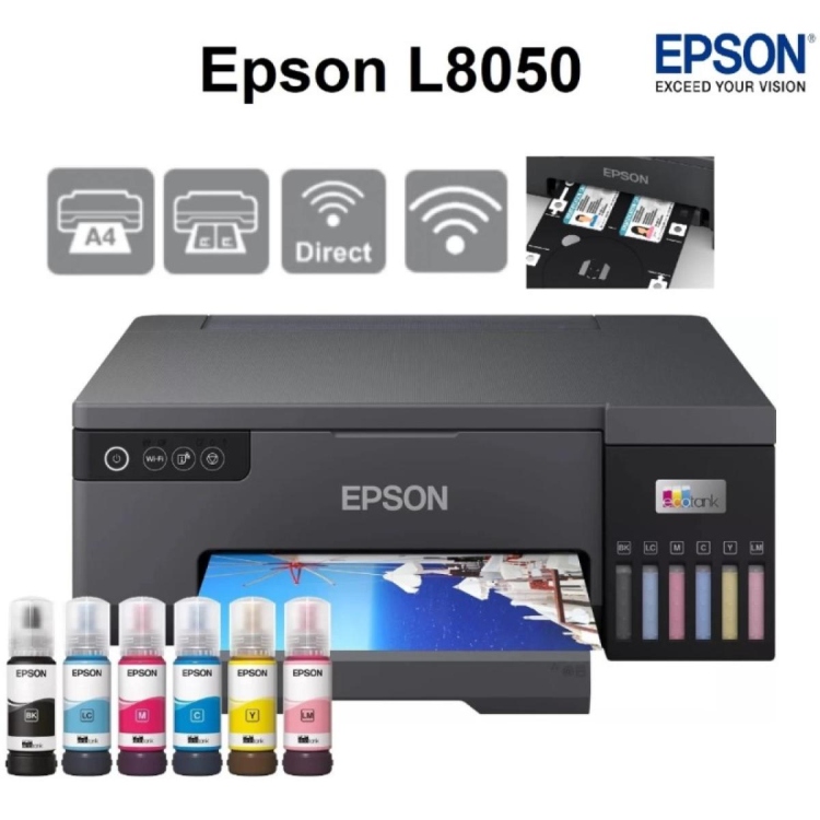 Epson EcoTank L8050 A4 Single Function 6 Color Ink Tank Photo Printer