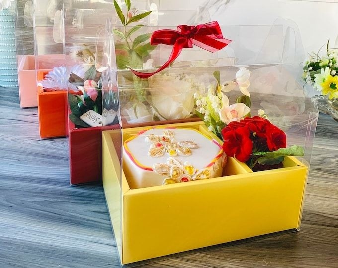 علب شفاف 24×16 لون اصفر 