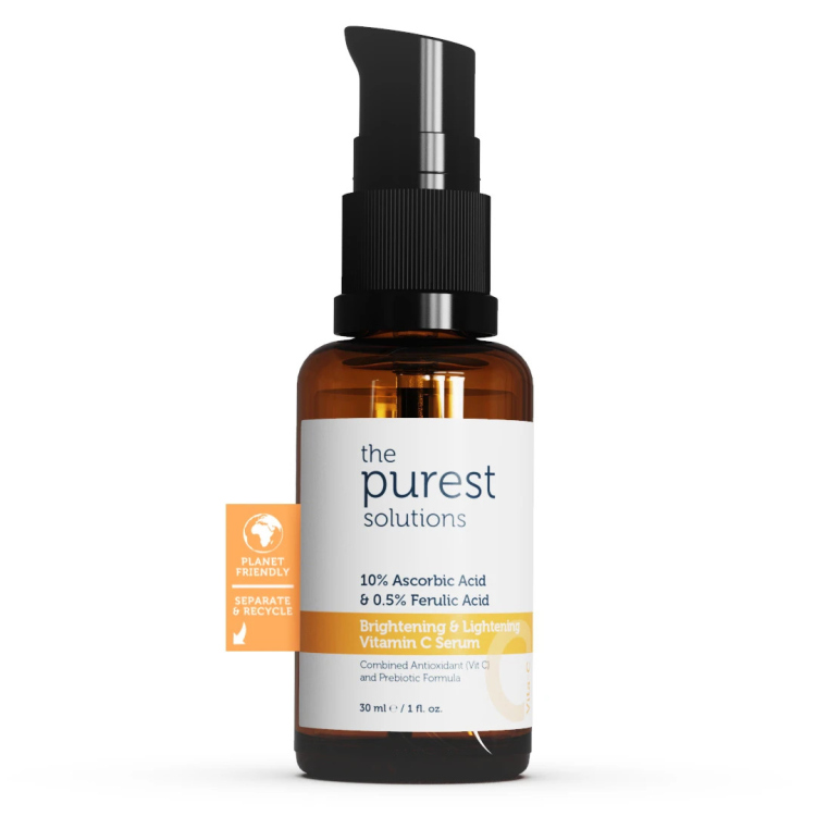The Purest Solutions, Brightening & Lightening Vitamin C Serum 10% Ascorbic Acid & 0.5% Ferulic Acid - ذا بيوريست , مصل فيتامين سي لتفتيح  البشرة بنسبة 10٪ حمض الأسكوربيك و 0.5٪ حمض الفيروليك
