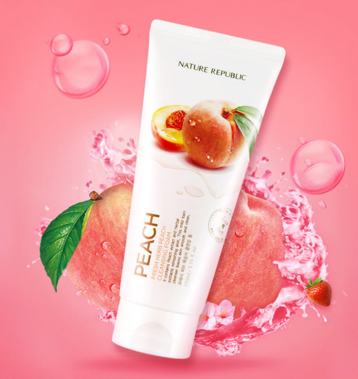 Nature Republic, Fresh Herb Peach Cleansing Foam