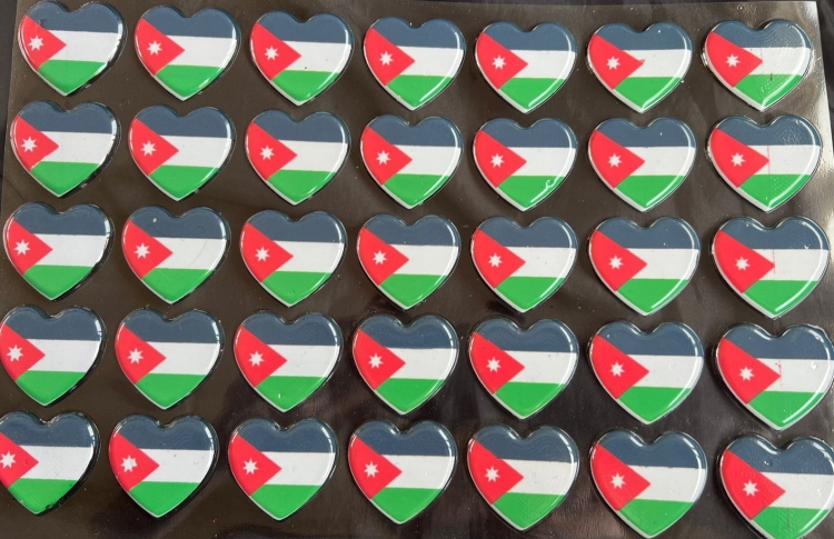 ترانسفير علم الاردن قلب حب 3 ورقات 