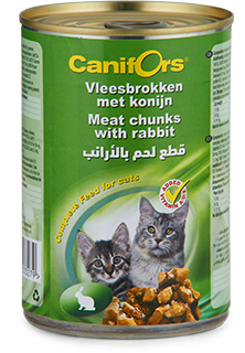 طعام للقطط Canifors قطع لحم  مع أرنب
