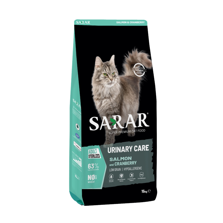 Sarar Salmon & Cranberry – دراي فود للقطط المُعقّمة والخاملة (For Sterilized Cats – Fit & Urinary Care Formula)