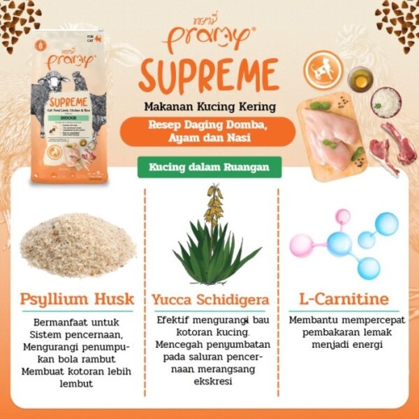 Pramy Supreme Indoor - Lamb-Chicken and Rice 1 Kg. (Orange)