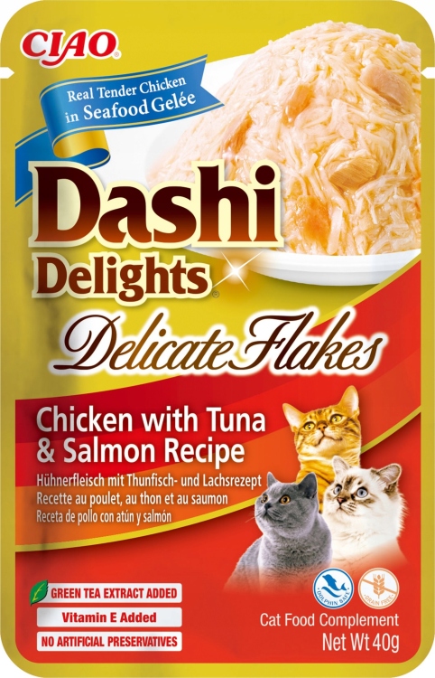 INABA Cat Dashi Delights Delicate Flakes Chicken, Tuna and Salmon 40g