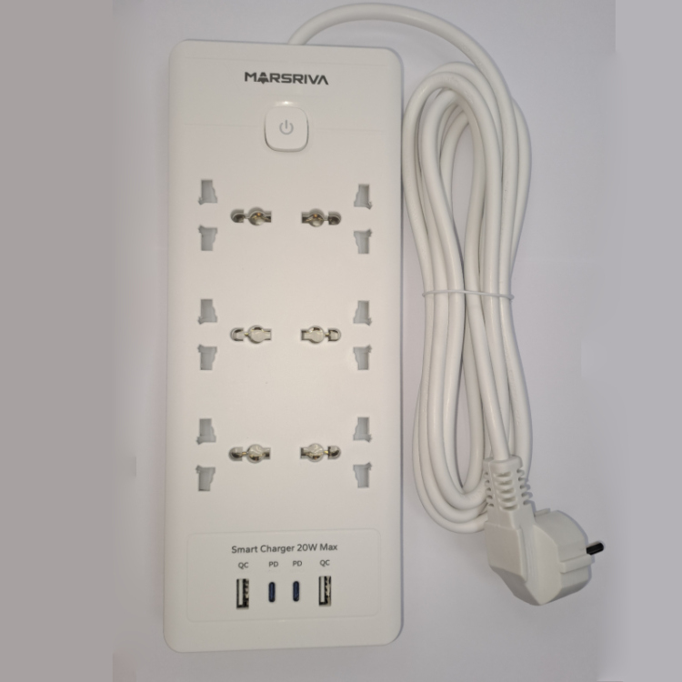 MARSRIVA LC-PS604 ( 6 outlets, 2XUSB-A + 2XPD Type-C ) 3 meter  MK plug   