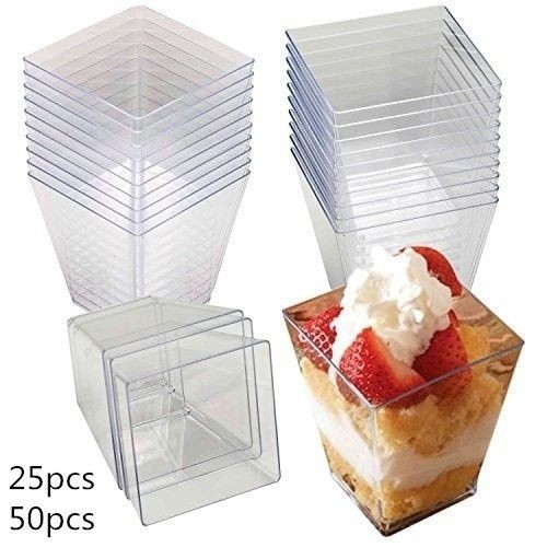 كاسات كرستال مربع  25 قطعه مع غطاء 