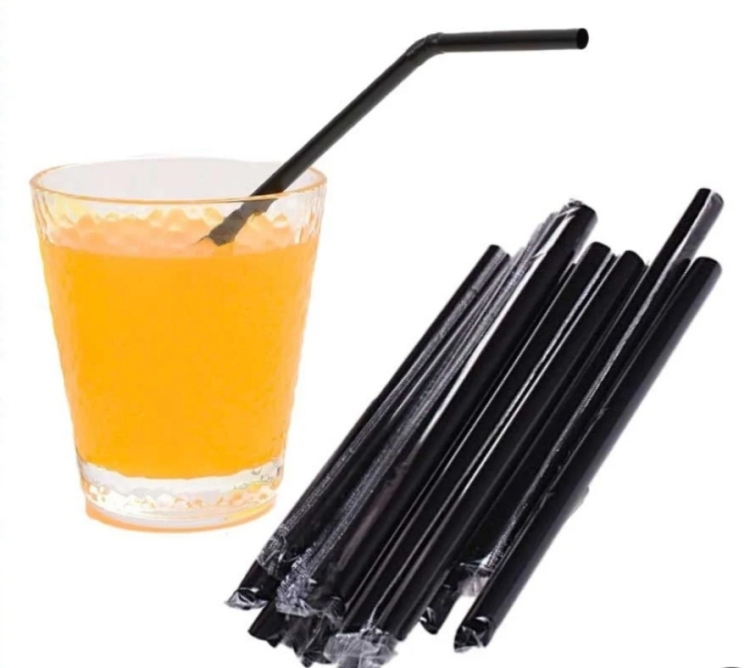 مصاص عصير 10ملم اسود عدد 100 قطعه مغلف