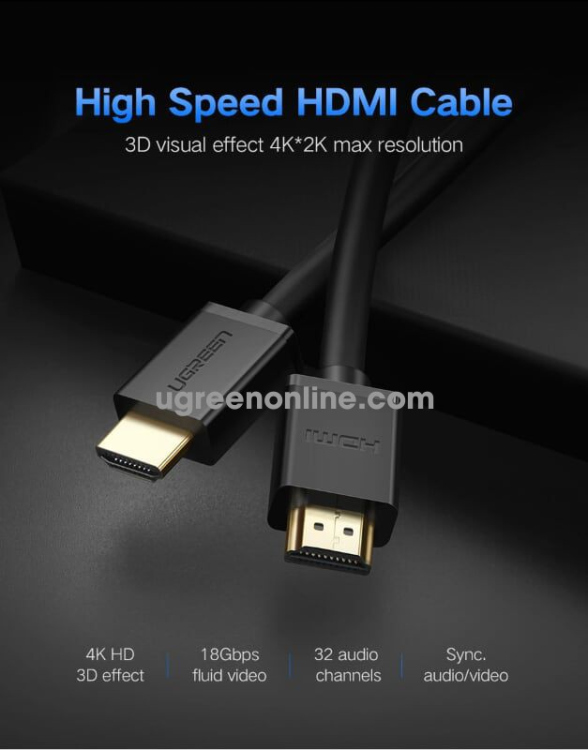 UGREEN 10114 HDMI MALE TO MALE CABLE 30M+IC  1080P@60HZ HDMI 1.2