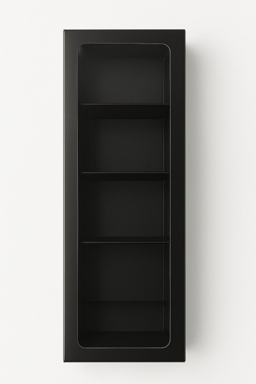 علب شكولاته مقسم 5 حبات وجه شفاف لون اسود غير مركبة