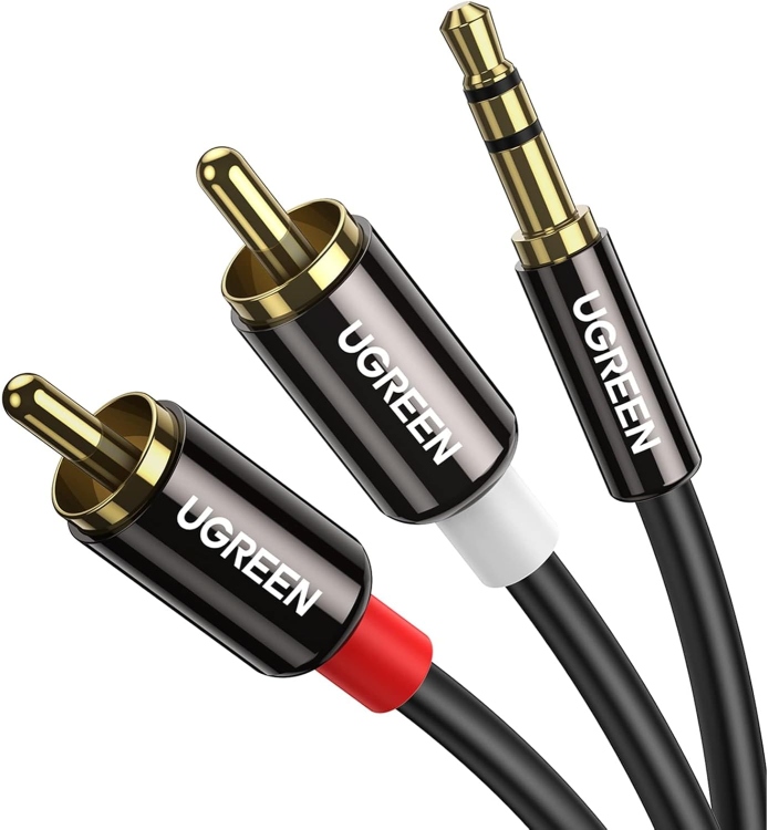 UGREEN 10591 3.5MM MALE TO 2 RCA MALE CABLE 5M