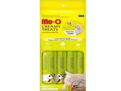 مي-أو كات تريت كات سناك كريمي بنكهة التونة بنكهة حليب الماعز 15 جم / كيس - 4 أكياس