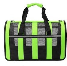 حقيبة للحيوانات الأليفة  قابلة للتنفس بخطوط عاكسة للكلاب الصغيرة والقطط، حقيبة سفر للحيوانات الأليفة (اللون: أخضر)قياس L