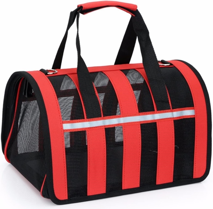 حقيبة للحيوانات الأليفة قابلة للتنفس بخطوط عاكسة للكلاب الصغيرة والقطط، حقيبة سفر للحيوانات الأليفة قياس S