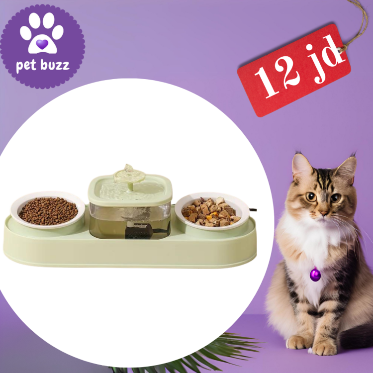 Triple Cat Fountain with Food Feeder