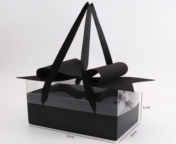 علب فيونكة لون اسود غطاء شفاف