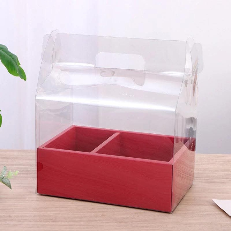 علب مني كيك لون احمر مع غطاء شفاف 