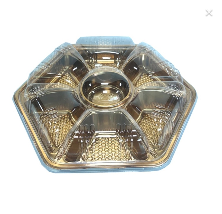 علب ذهبي مقسم حجم كبير 7 أقسام ونصف مدور 