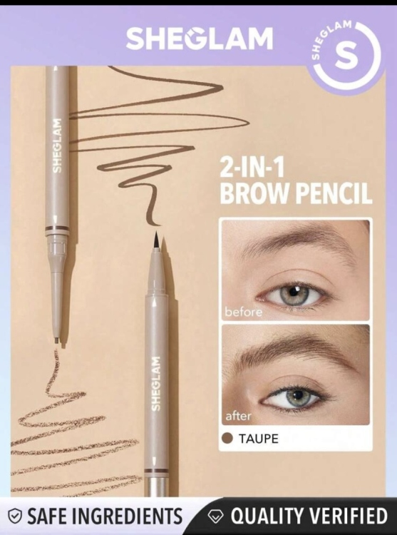 SHEGLAM Brows On Demand 2-In-1 Brow Pencil - Taupe  Waterproof 