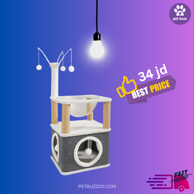 Multi-Layer Cat Climbing Frame with a Cozy Cat Bed, Durable Scratching Board, And Warm Cat House for Relaxation.