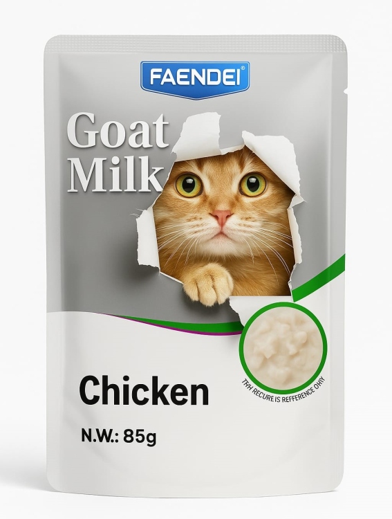 طعام رطب للقطط  دجاج مع حليب 🐐 ماعز