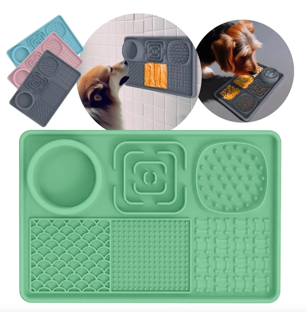 حصيرة اللعق البطيئة 6 في 1 مضادة للقلق للكلاب الأليفة والقطط