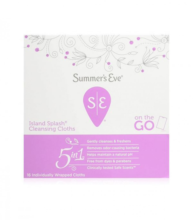 Summer's Eve, 5 in 1 Cleansing Cloths, Island Splash, 16 Individually Wrapped Cloths