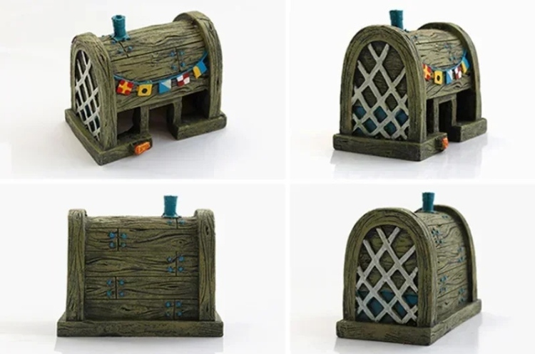 ديكورات حوض السمك - منزل سبونج بوب وكراستي كراب