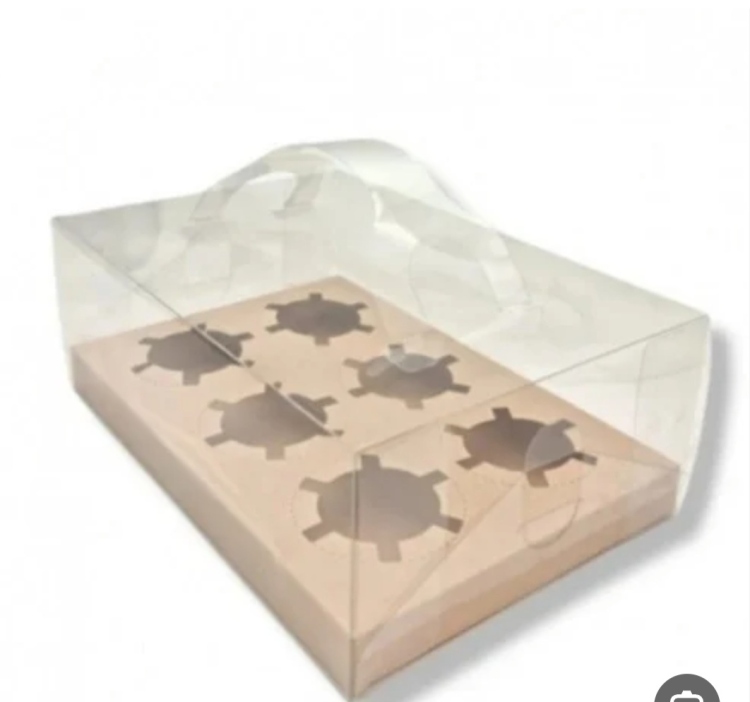 علب كب كيك شفاف سعه 6 قطع 