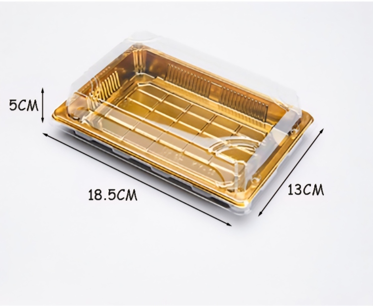 علب سوشي ذهبي 18×13سم ارتفاع 5