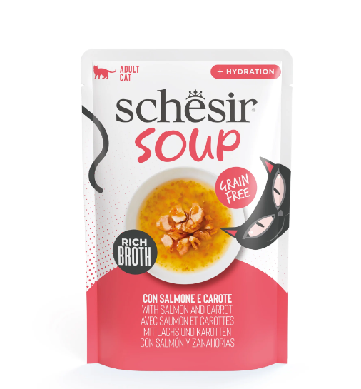 طعام رطب مكمل للقطط البالغة سمك السلمون الوردي في الحساء