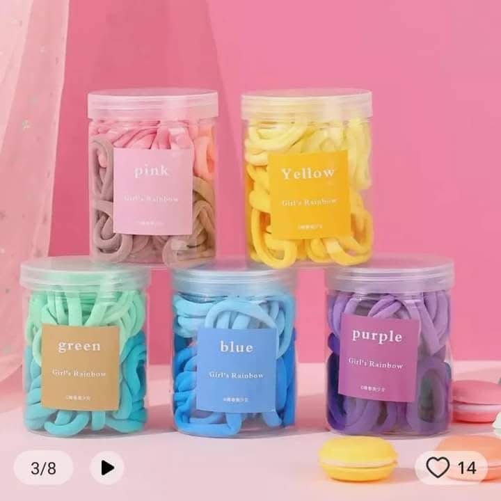 علبة  ربطات شعر ملونة