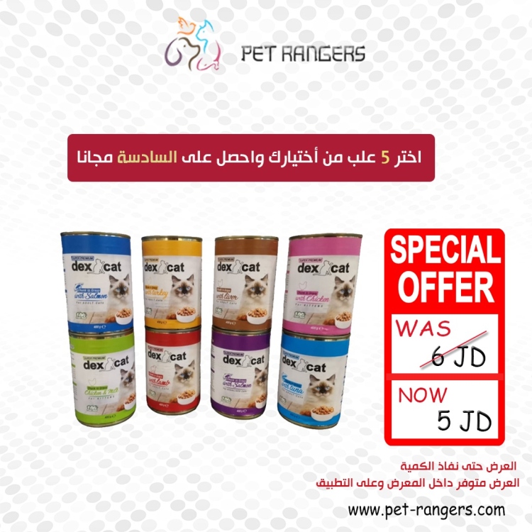 مجموعة من dex طعام رطب للقطط البالغة والصغيرة 6 علب من اختيارك