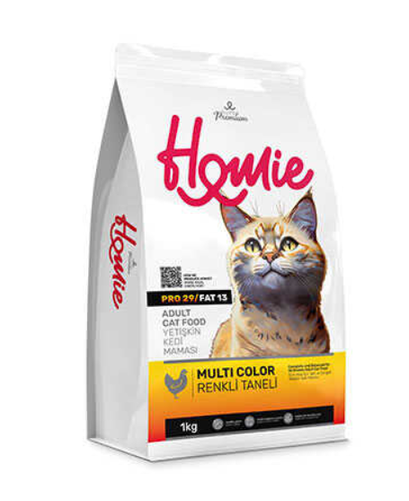 طعام القطط البالغة متعدد الألوان من هومي مع حبيبات دجاج ملونة 1 كجم