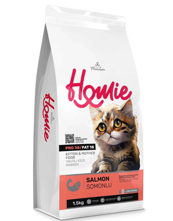 هومي سمك السلمون منخفض الحبوب للقطط والأم 1.5 كجم