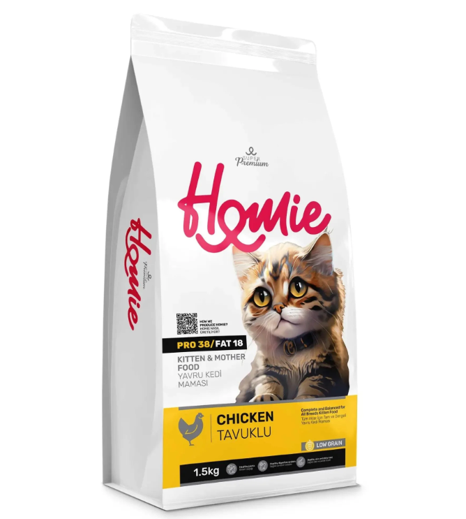 طعام هومي منخفض الحبوب للقطط الصغيرة والأم 1.5 كجم