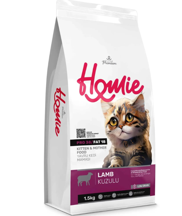 طعام هومي منخفض الحبوب من لحم الضأن للقطط الصغيرة والأم 1.5 كجم